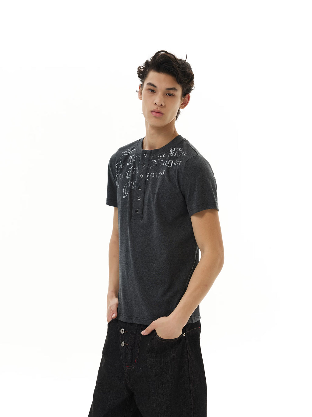 WLNEXT Front Shoulder Premium Sense Henry Collar Tee