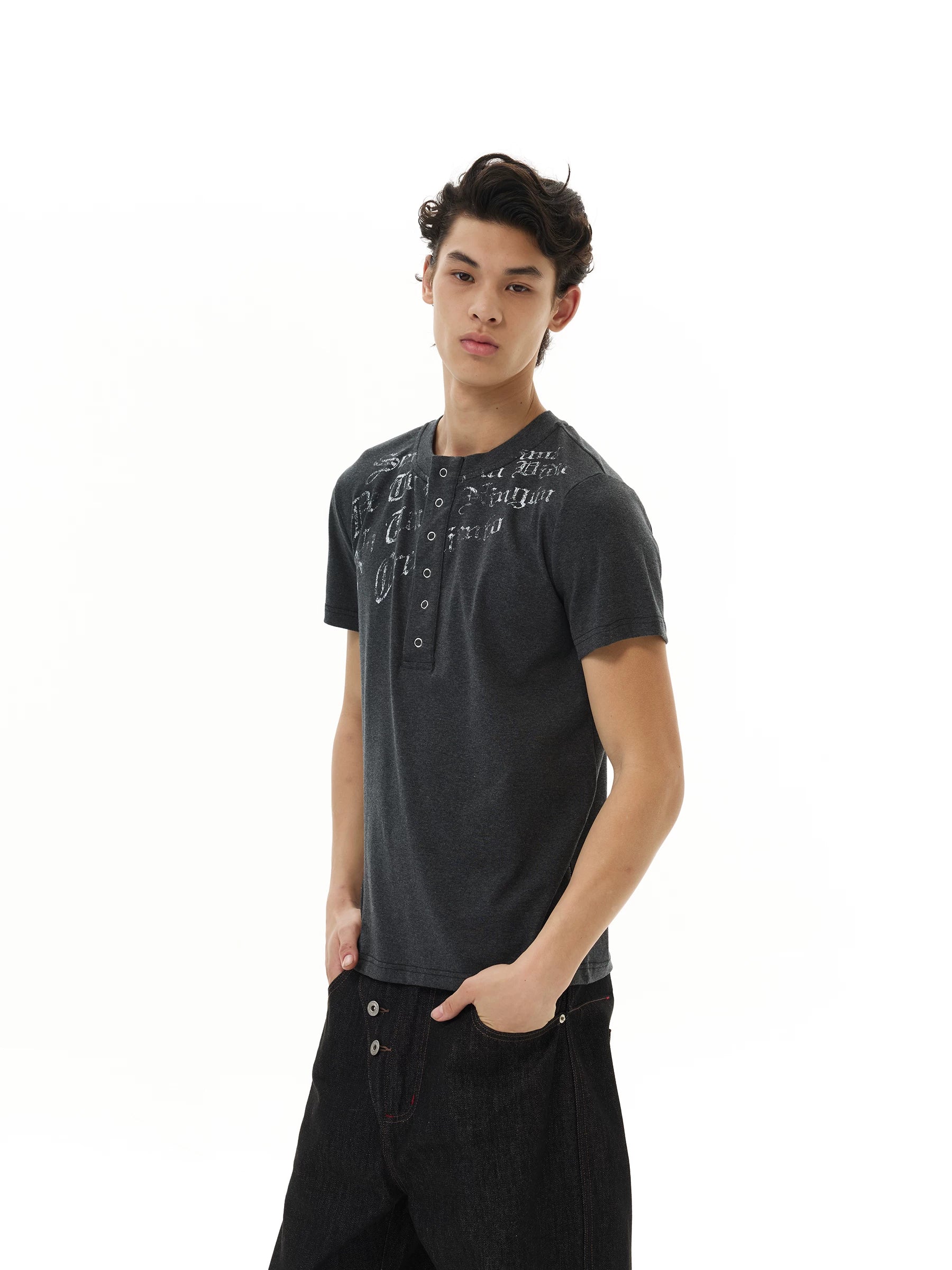WLNEXT Front Shoulder Premium Sense Henry Collar Tee