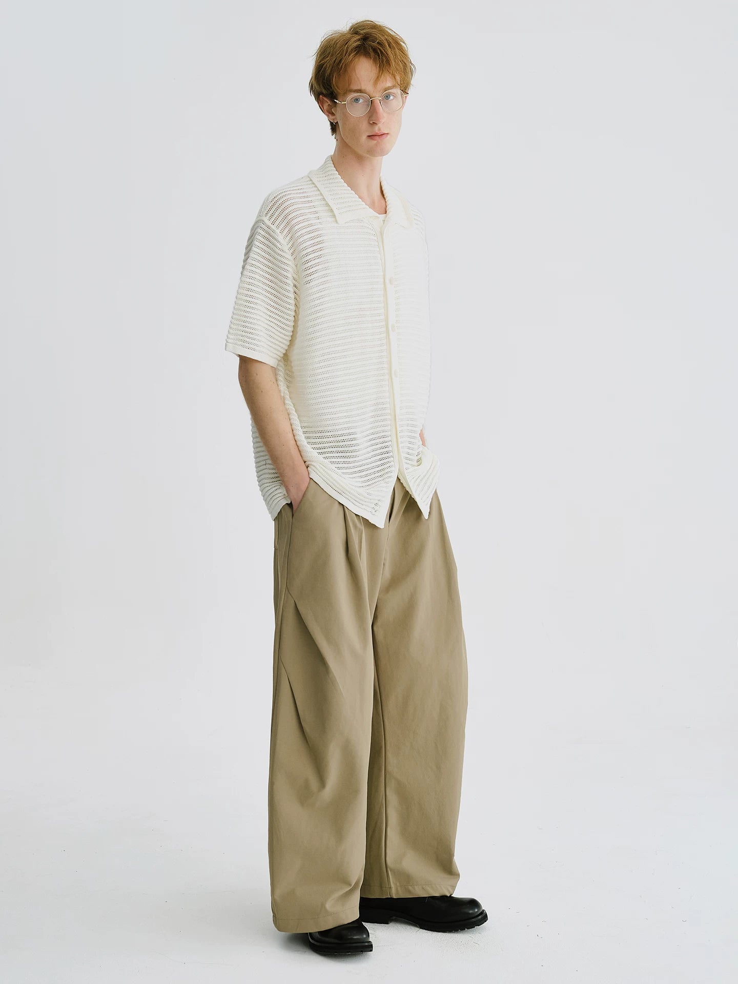 LIVINGTOWN Cutout Versatile Knit Short-sleeve Shirt