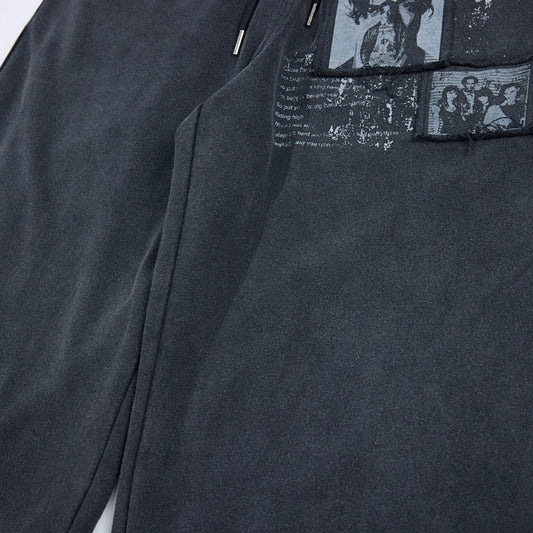 GXFortune Retro Old Character Print Sweatpants