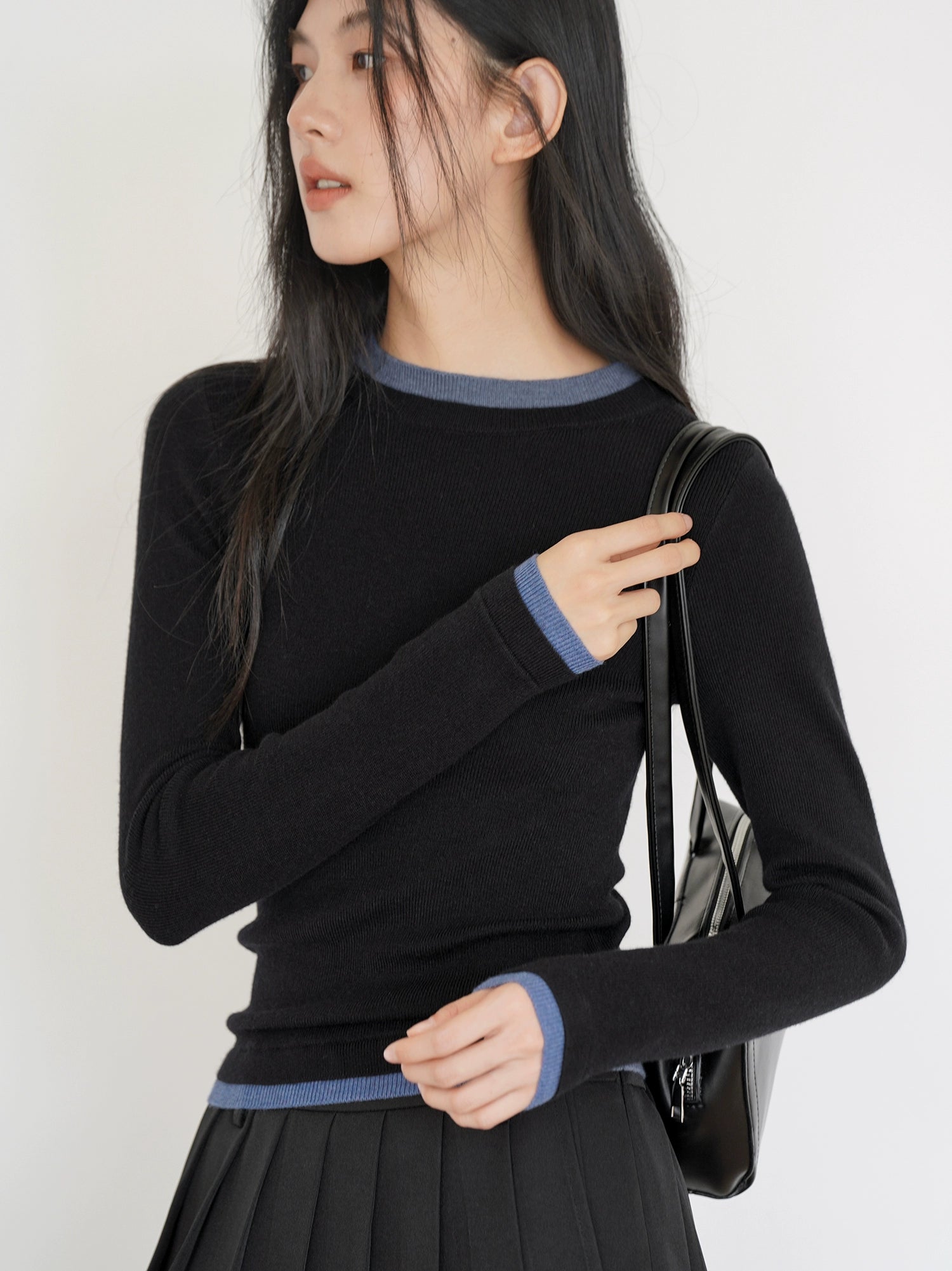 EIGHTHMONTH Fake Two-piece Crew-neck Knitted Bottoming Shirt