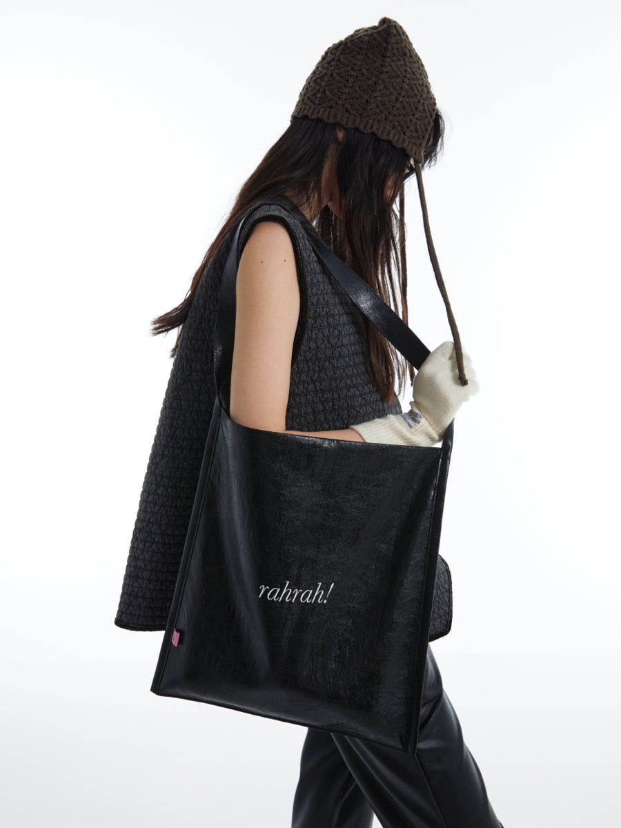 DirtySix "rahrah!" bag 5 colors contrasting embroidery thread soft leather tote bag
