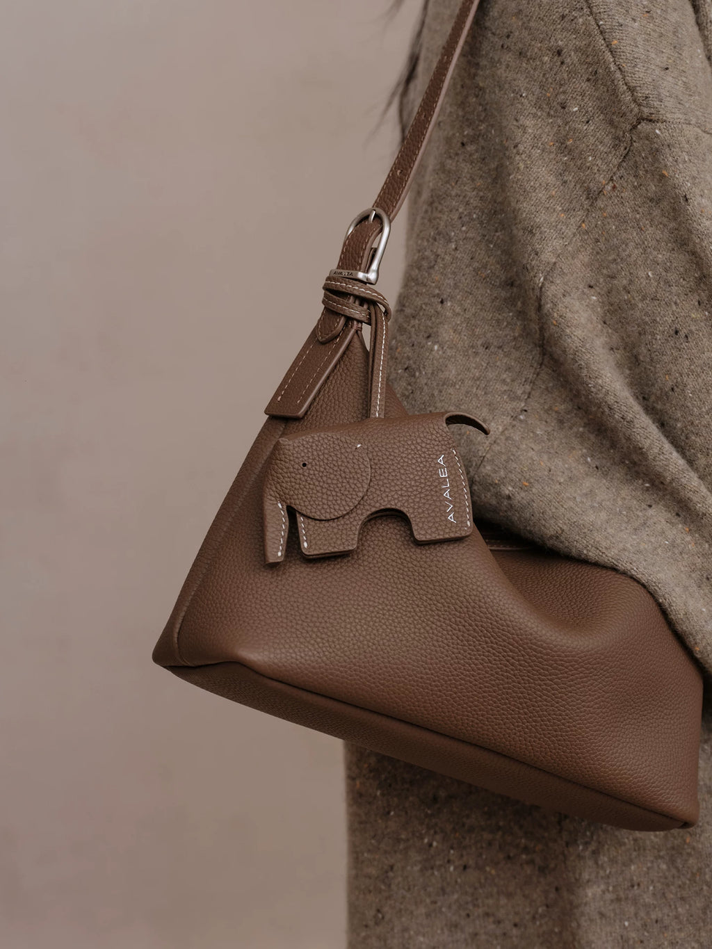 AVALEA Cowhide Baby Elephant Pendant Keychain