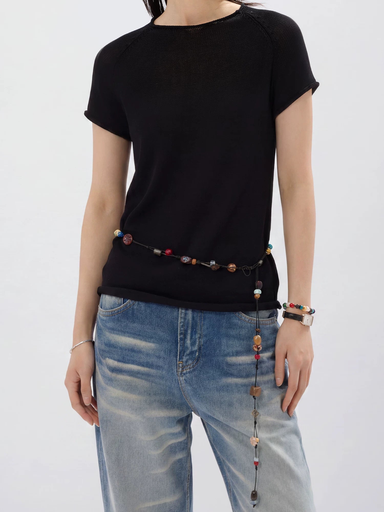 Sameuoo Vintage Beaded Versatile Adjustable Waist Chain