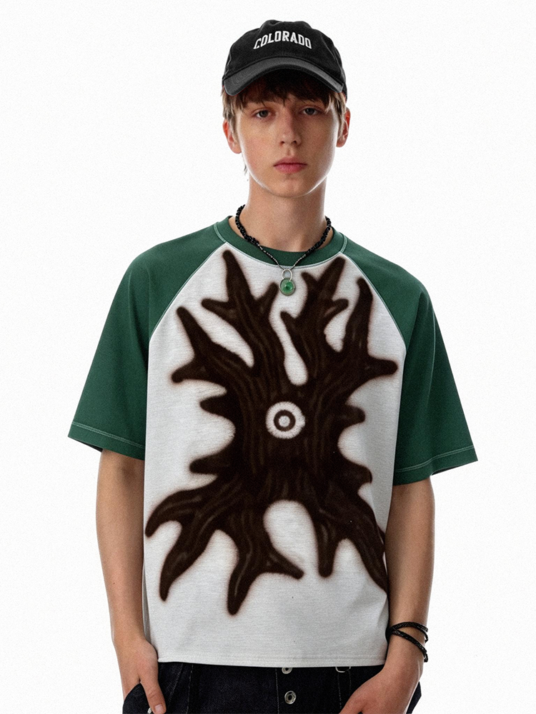KONOOT Contrast Color Casual Loose Tee
