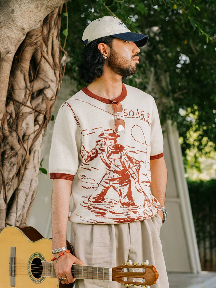 SOARIN Character Pattern Casual Loose Knitted Tee