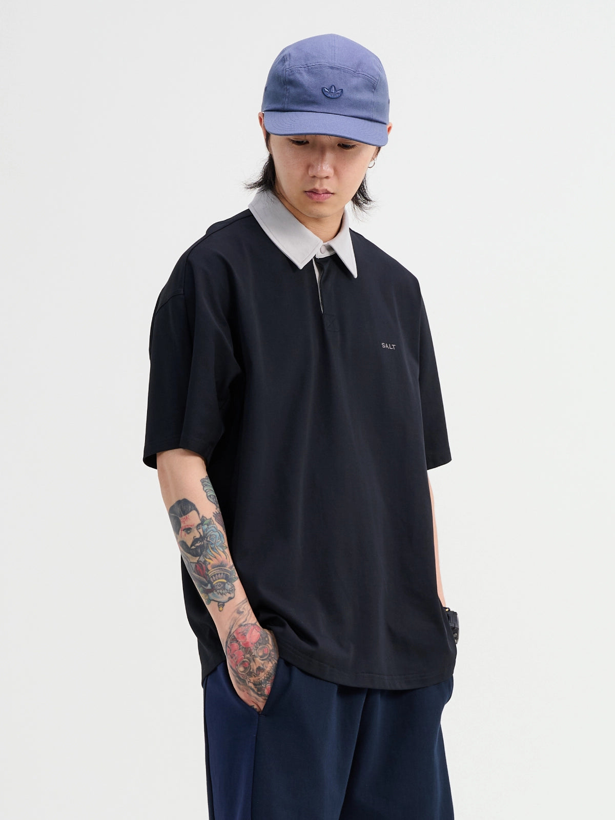 NUMBERSALT Japanese Retro Loose Cool Polo Shirt