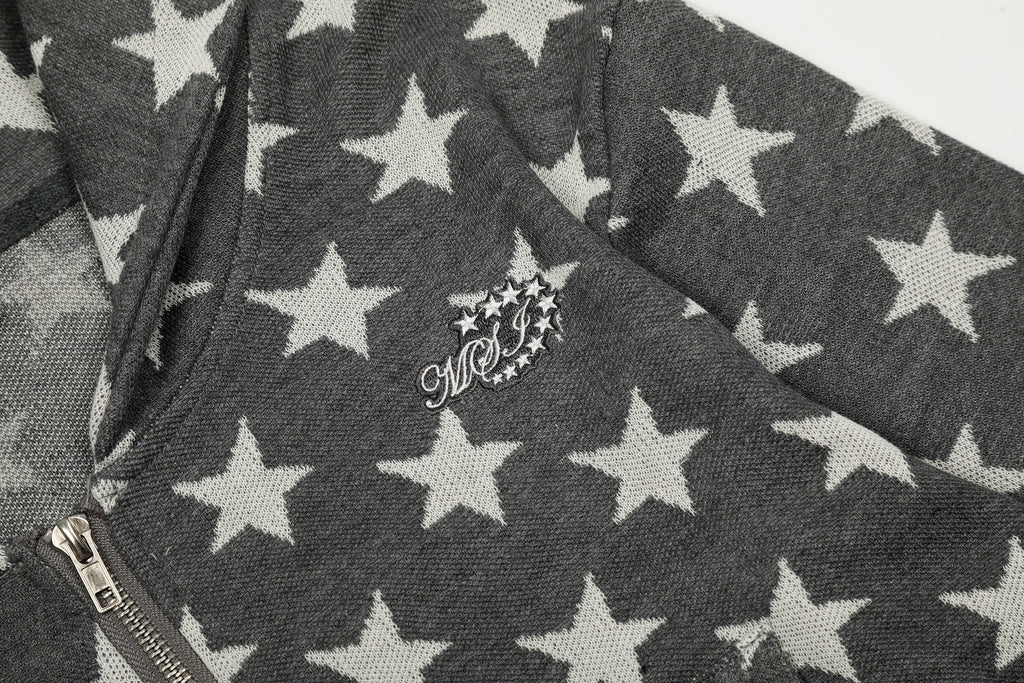 BANGU Retro Star-printed Hooded Short Coat