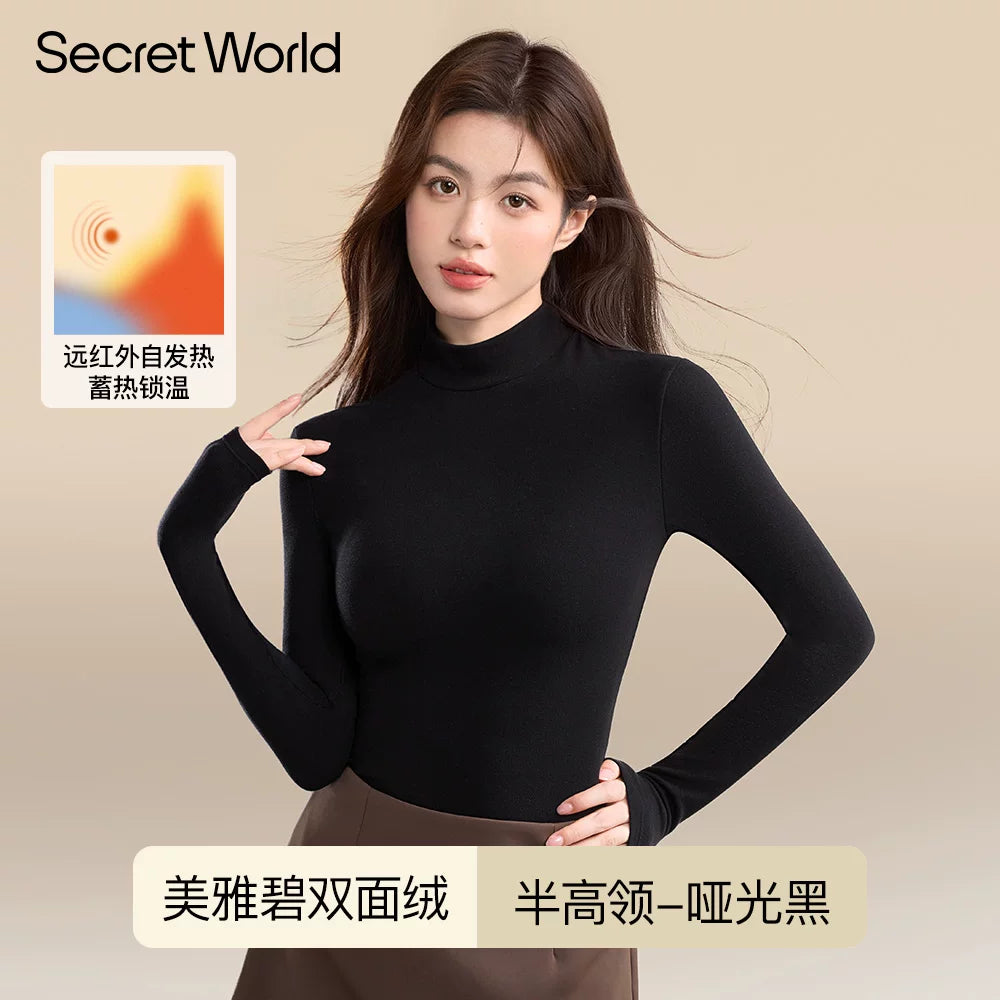 Secret World Semi-turtleneck Slim Sleeve