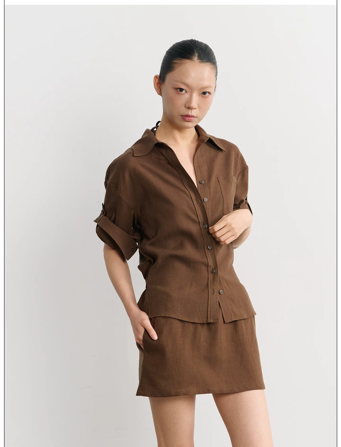 LINY LIBERTY Adjustable Waist Buckle Breathable Light Shirt