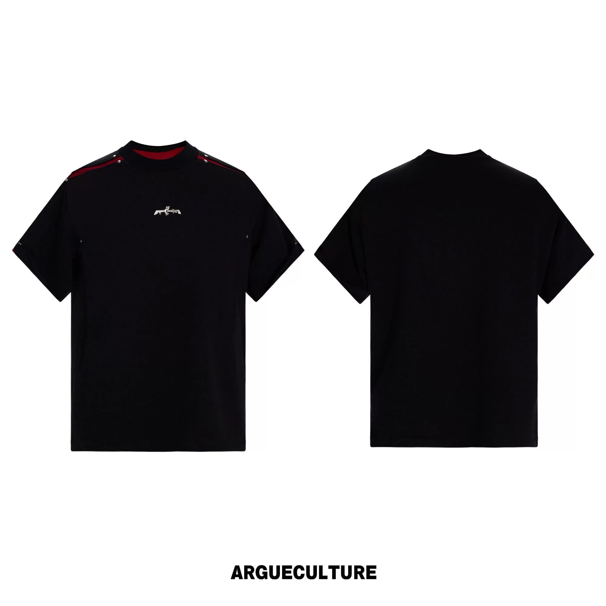 ArguECulturE Contrast Color Round Neck Front Shoulder Simple Tee