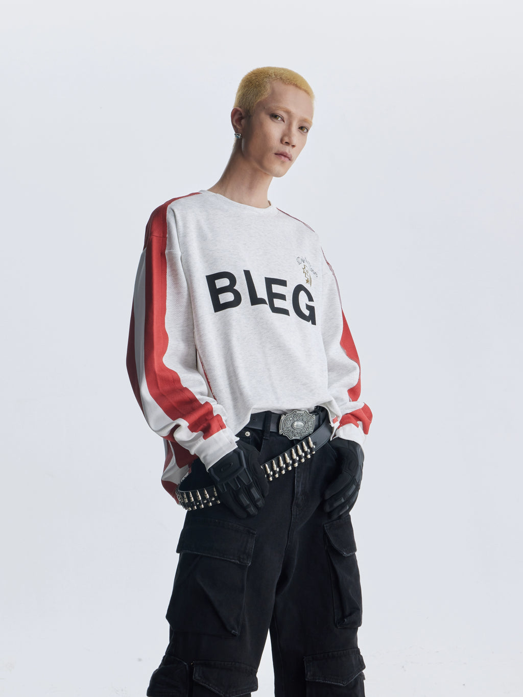 NOMANIAI Sports Wind Splicing Contrasting Color Crew Neck Sweater