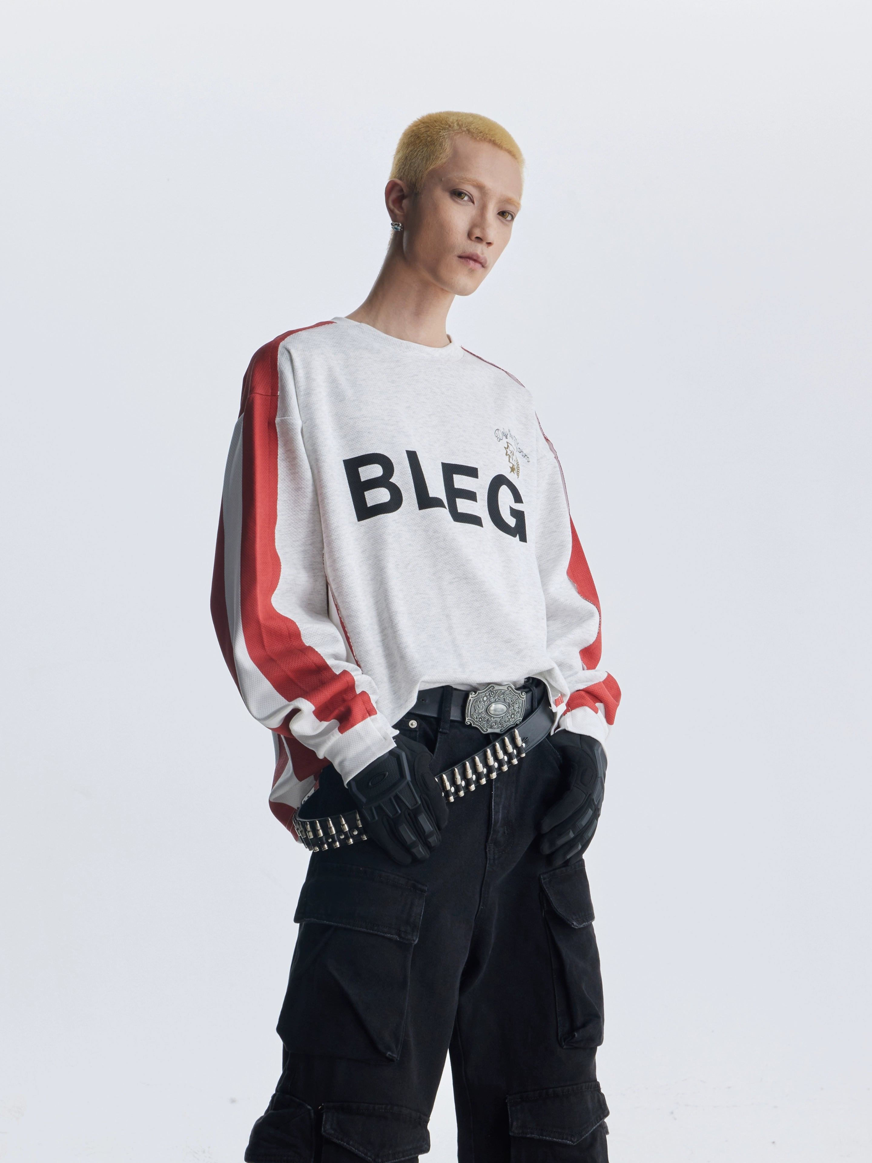 NOMANIAI Sports Wind Splicing Contrasting Color Crew Neck Sweater
