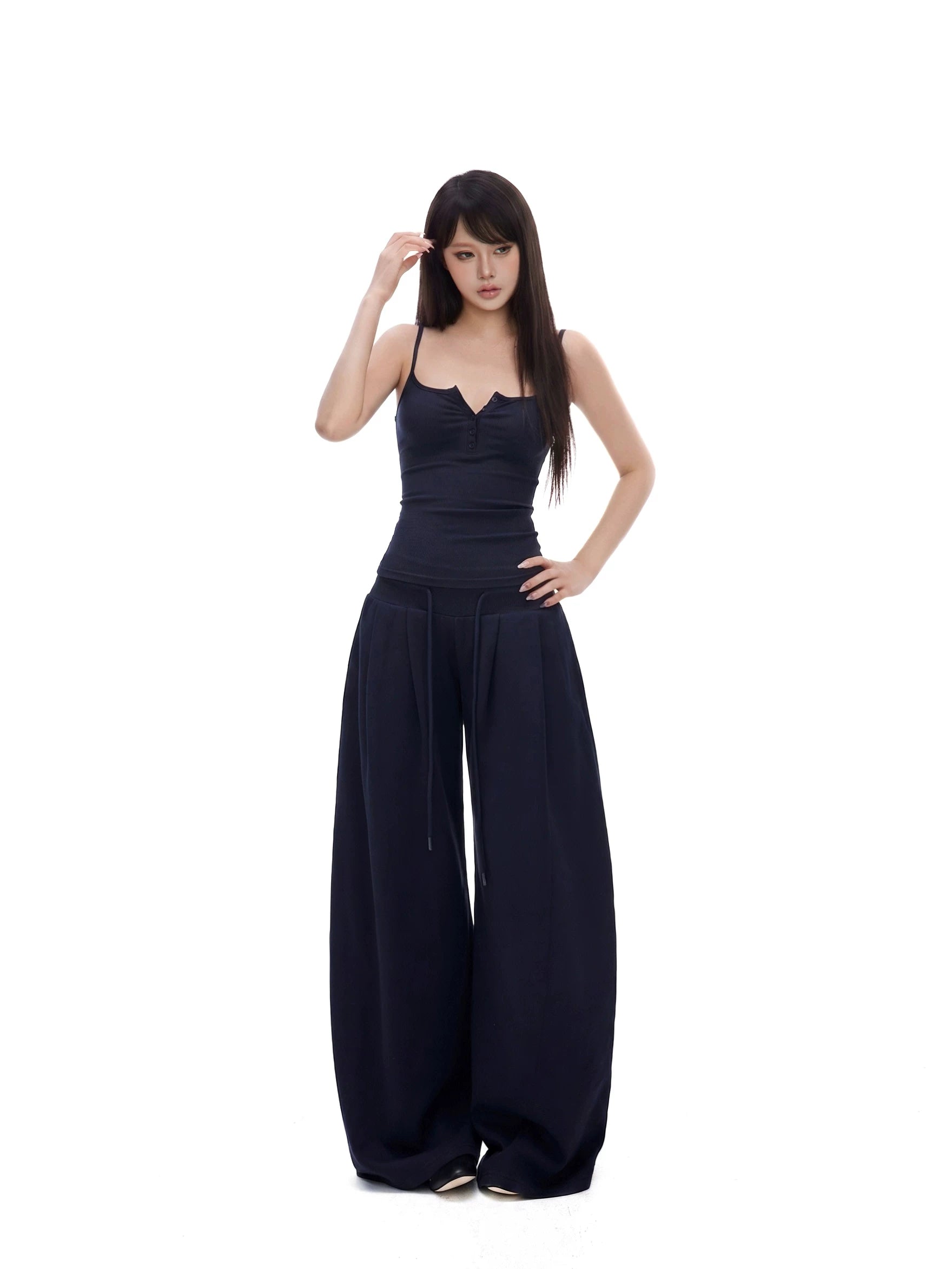 WITHMIN Waist Suspender Slacks Set