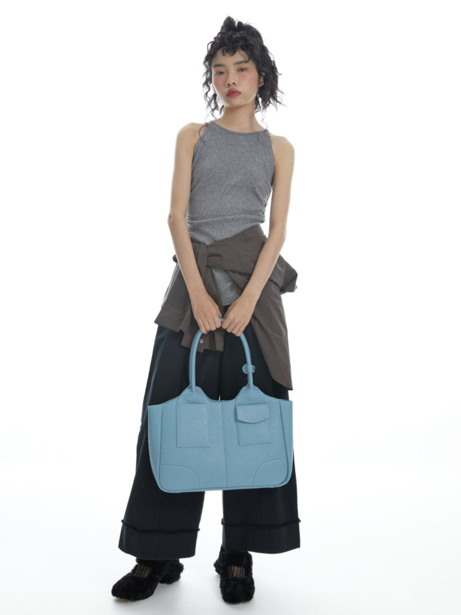 DirtySix Yuri Big Cow Split Leather Tote retro-patterned cowhide large-capacity Bag