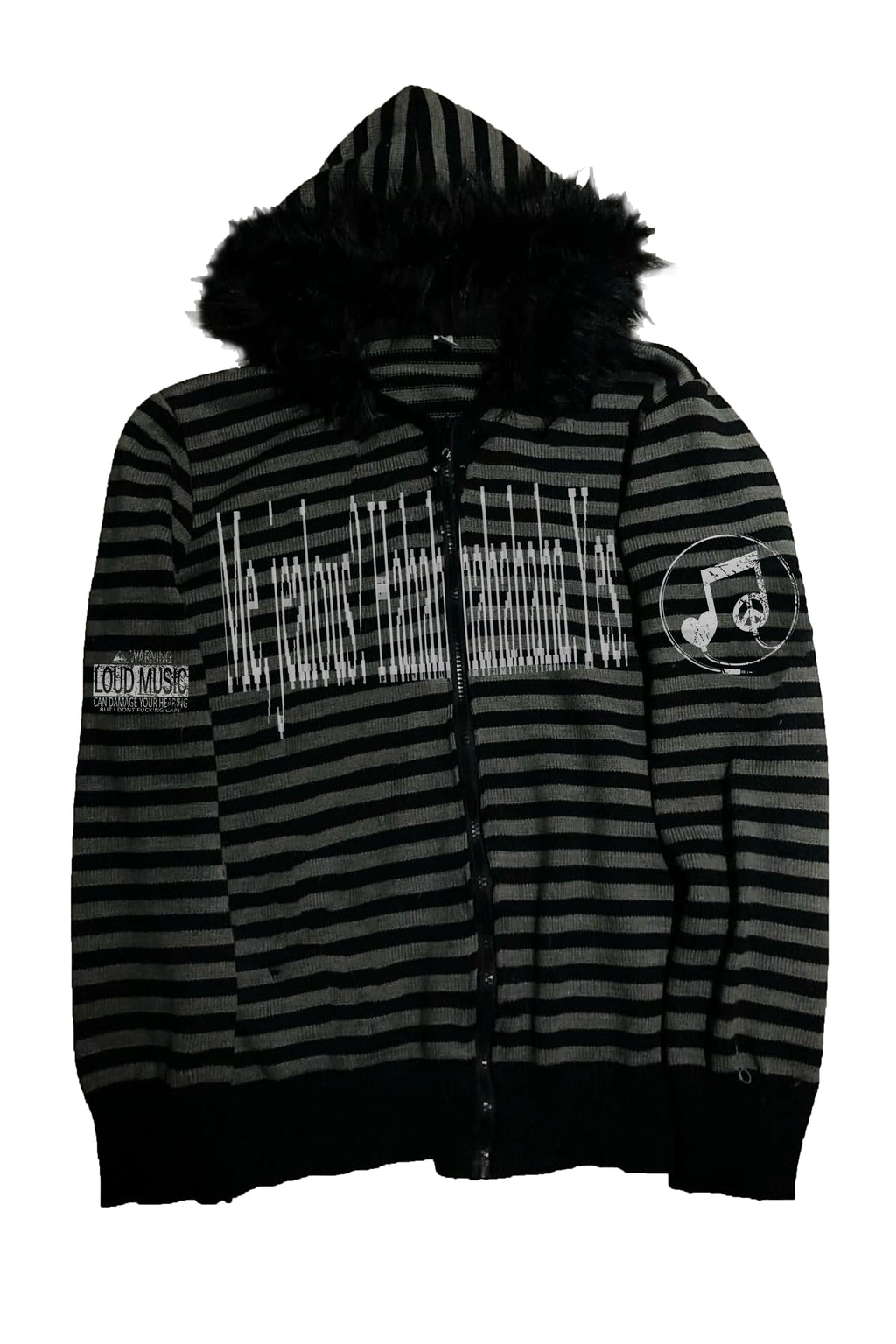 PAIKI Striped Sweater Cardigan Knitted Sweater Hooded Sweater