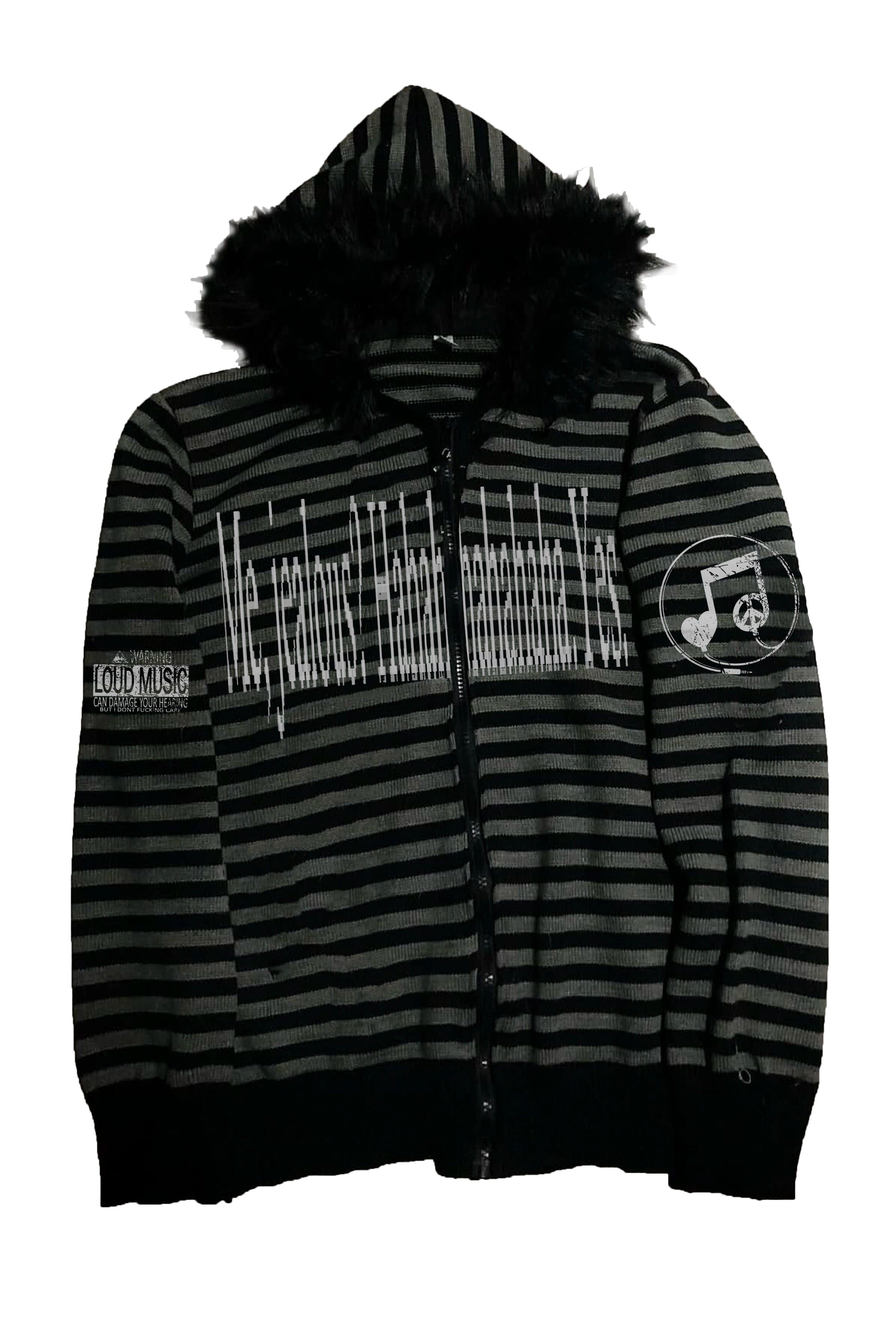 PAIKI Striped Sweater Cardigan Knitted Sweater Hooded Sweater