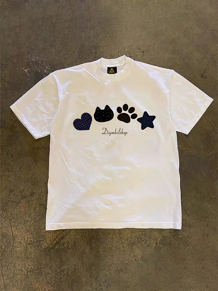 UPUPXIA  Simple Round Neck Loose Tee