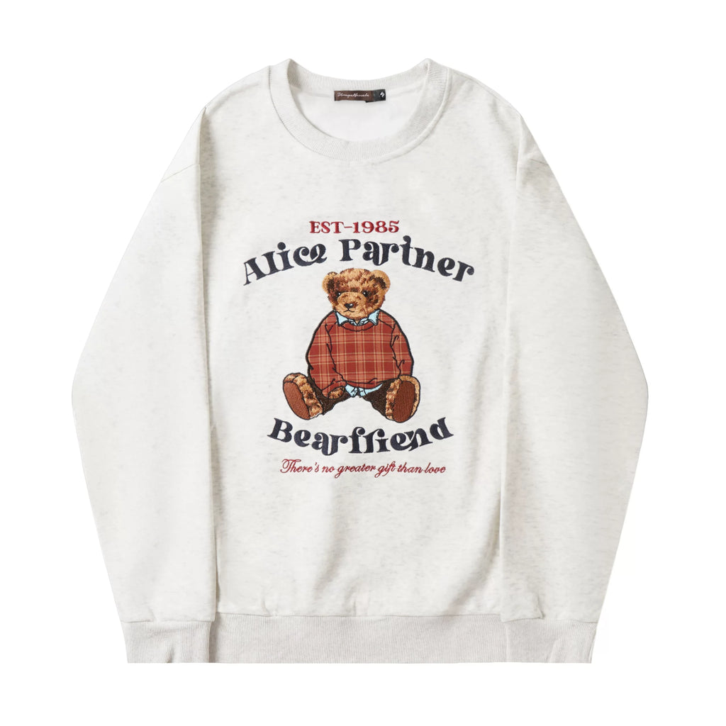 Zuocisankon Personality Cute Bear Print Long Sleeve