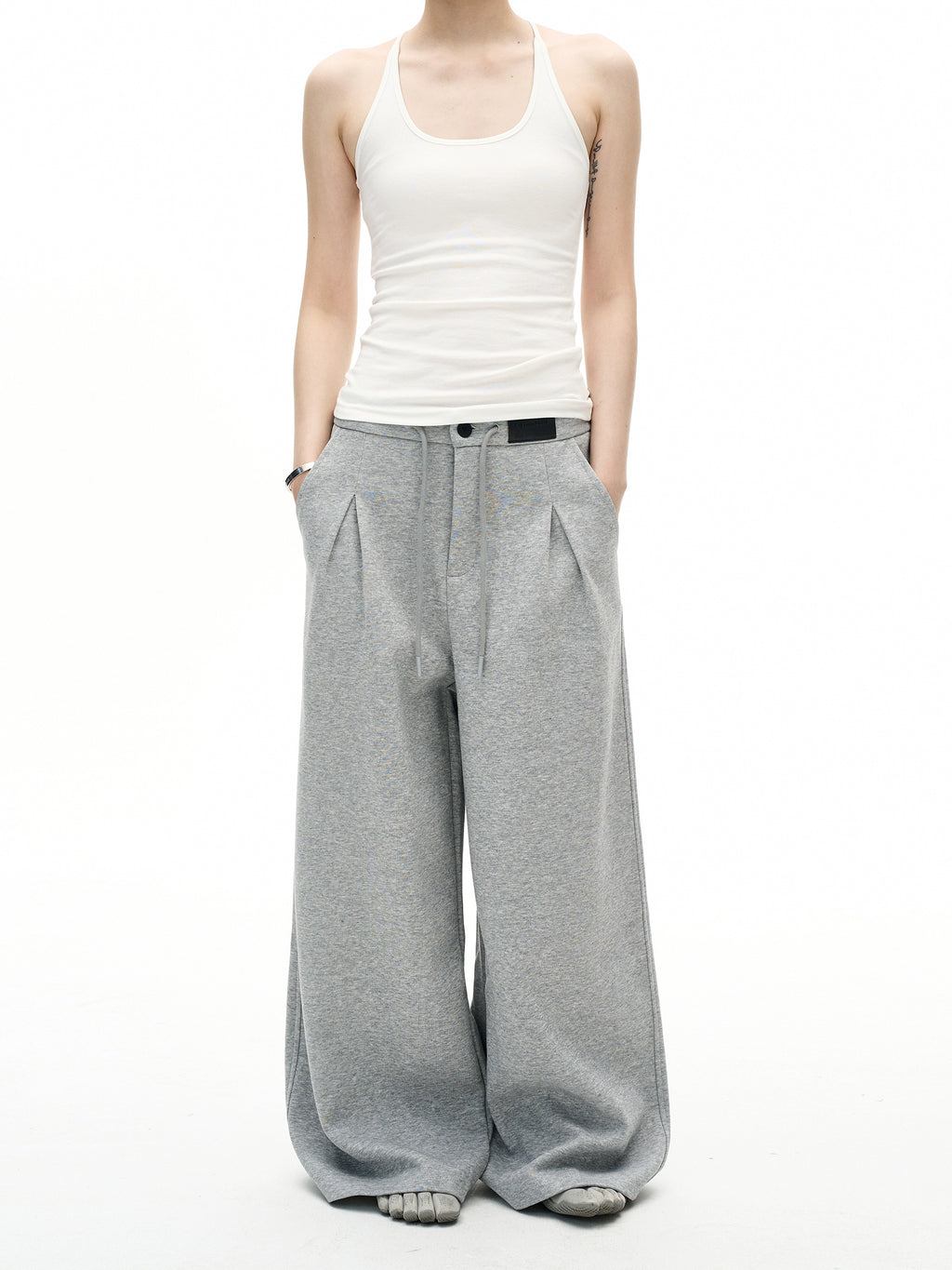 MADWITCH Vintage Drape Wide-leg Versatile Double-pleated Slacks