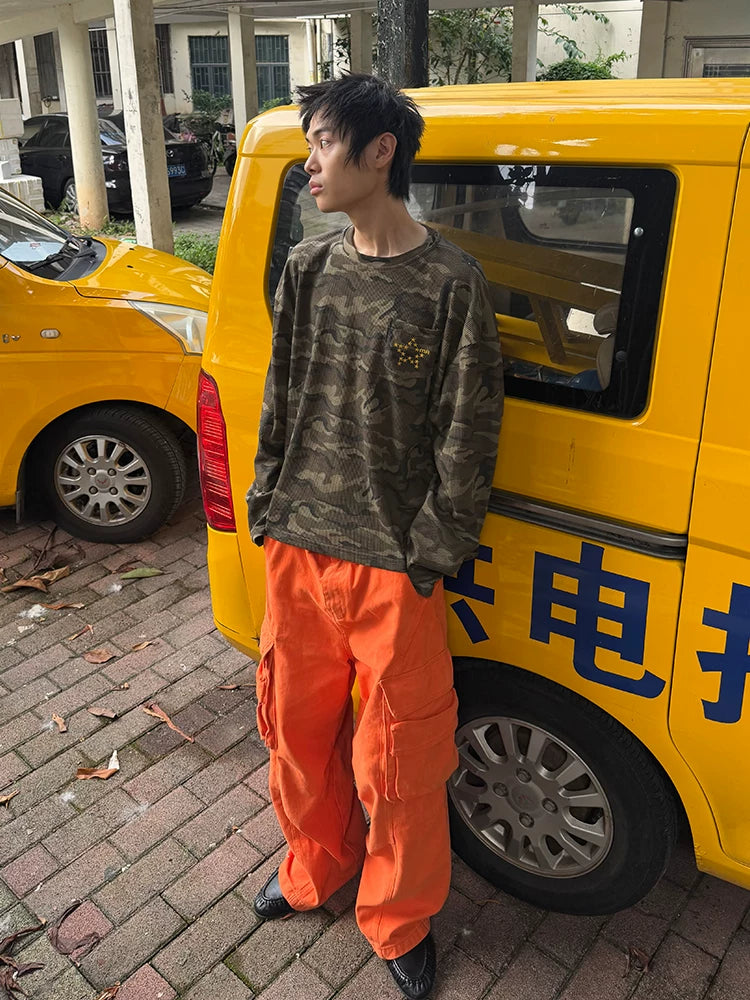 EAHO Multi-pocket Wide-leg Cargo Pants