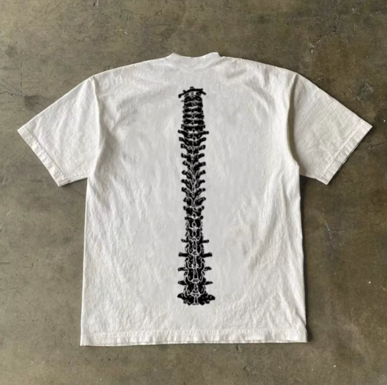 UPUPXIA Ribs Vintage Letter Print Loose Tee