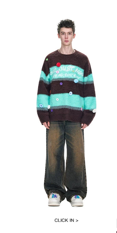BJHG Thickened Vintage Striped Knitted Sweater