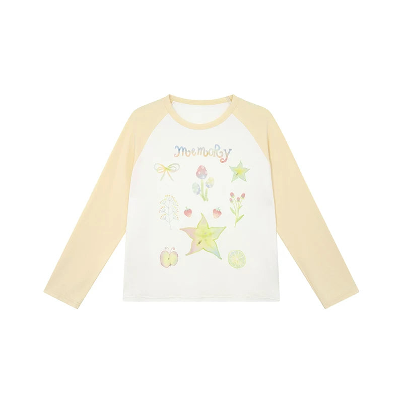 KANO Graffiti Print Contrast Raglan Sleeve Loose Tee