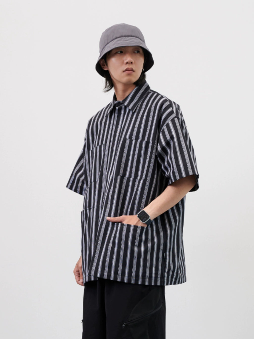 NUMBERSALT Striped Vintage Casual Loose Shirt