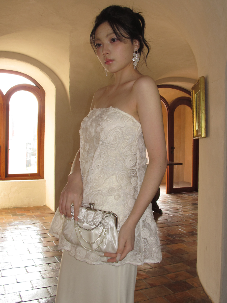 J TheChosen Embroidered Floral Sequin Tube Top Fishtail Skirt Tulle Set