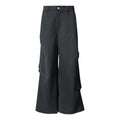 FUNKYFUN Stud Three-dimensional Pleated Dark Striped Straight Pants