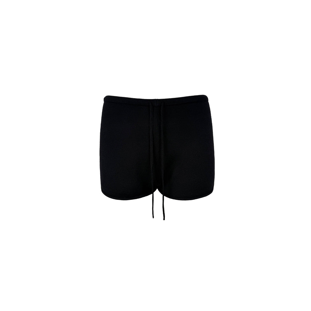 Jim Kennet Large Neckline Curled Short Long Sleeve Knitted Shorts Set