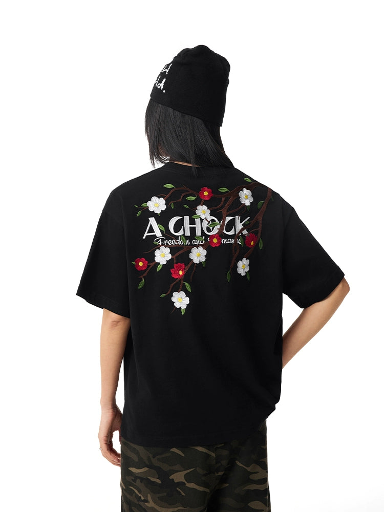 Achock Casual Flower Embroidery Tee