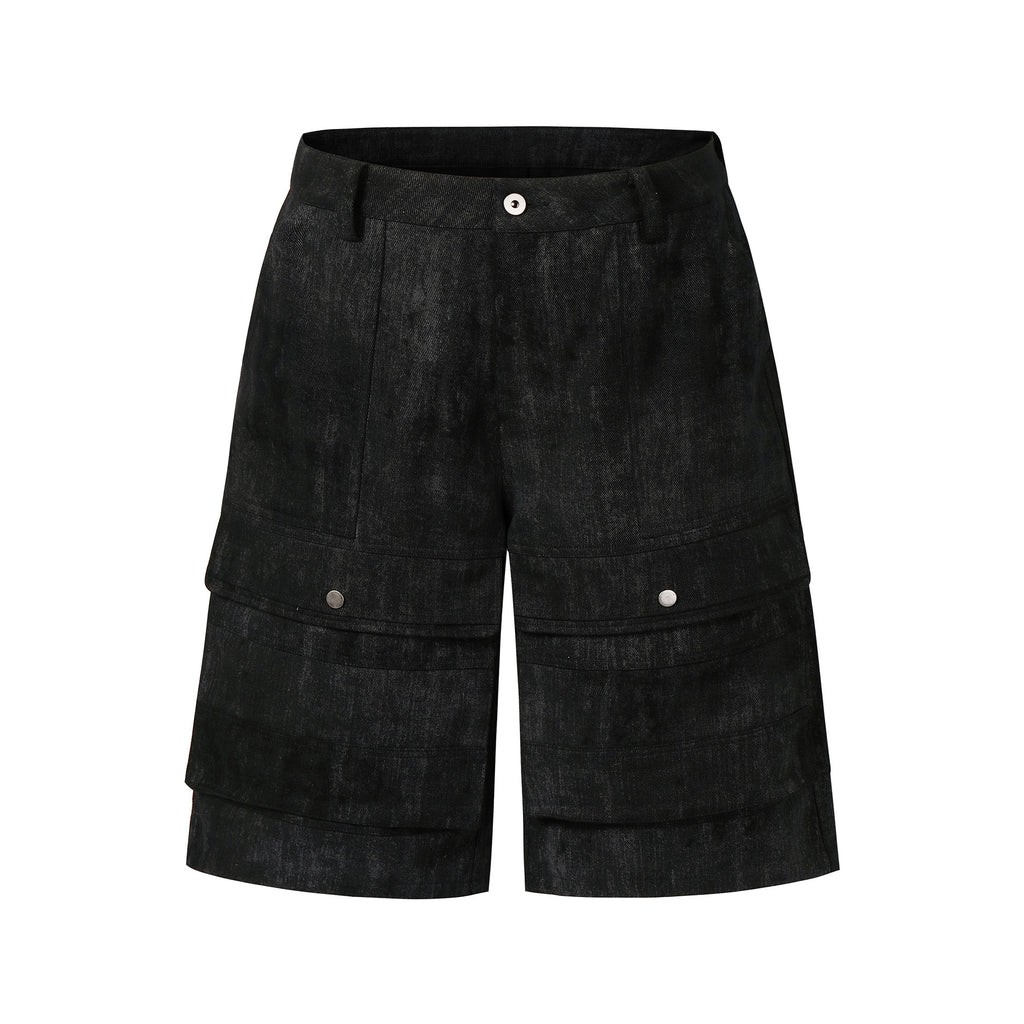 NOVACAM wasteland wind retro camouflage baggy heavy mottled old black cropped pants