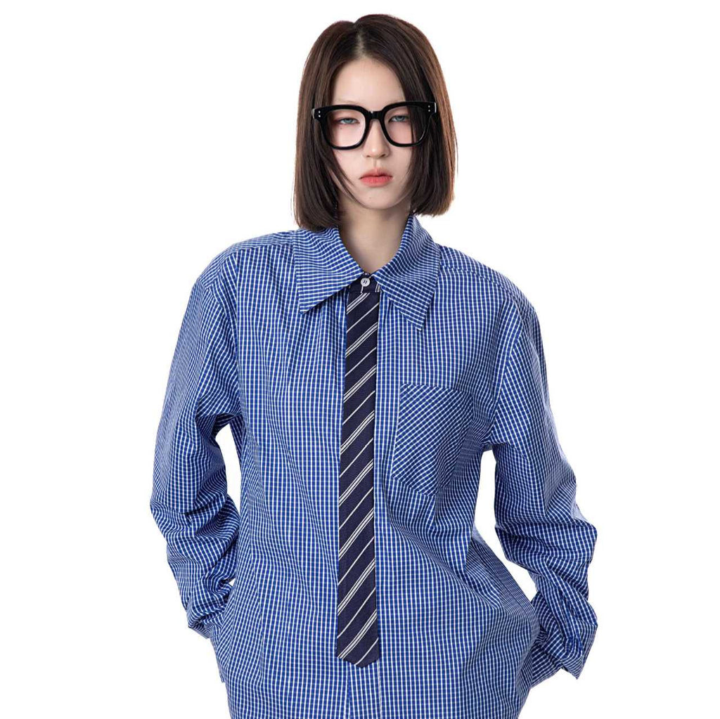 MADEEXTREME Spring Gold with Tie Splicing Old Money Shirt