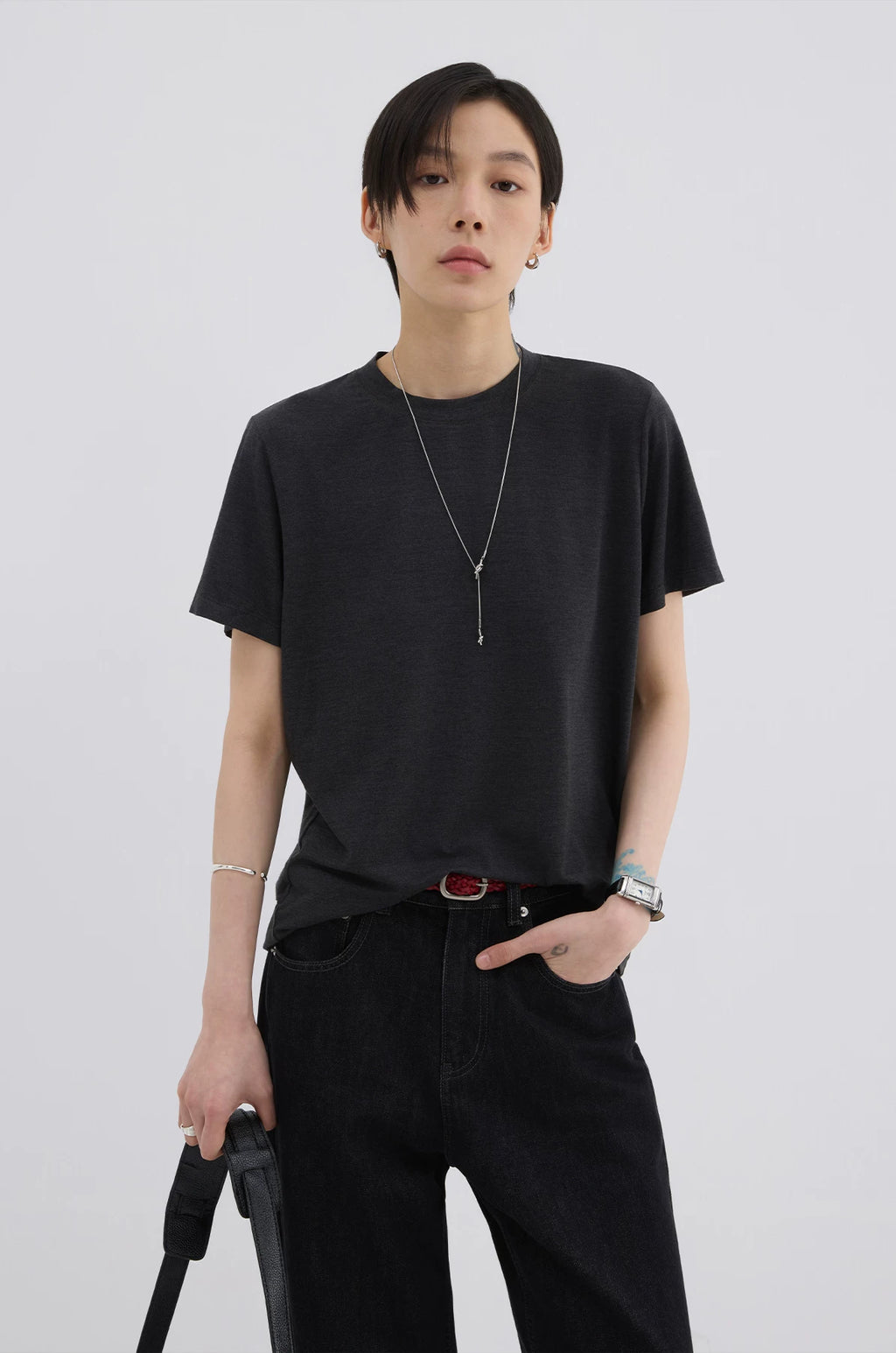 Sameuoo Trendy Front Shoulder Casual Tee
