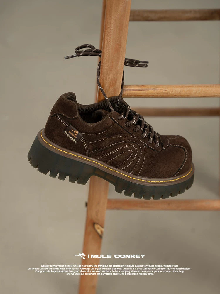 Donkey Retro Big Head Suede Platform Shoes