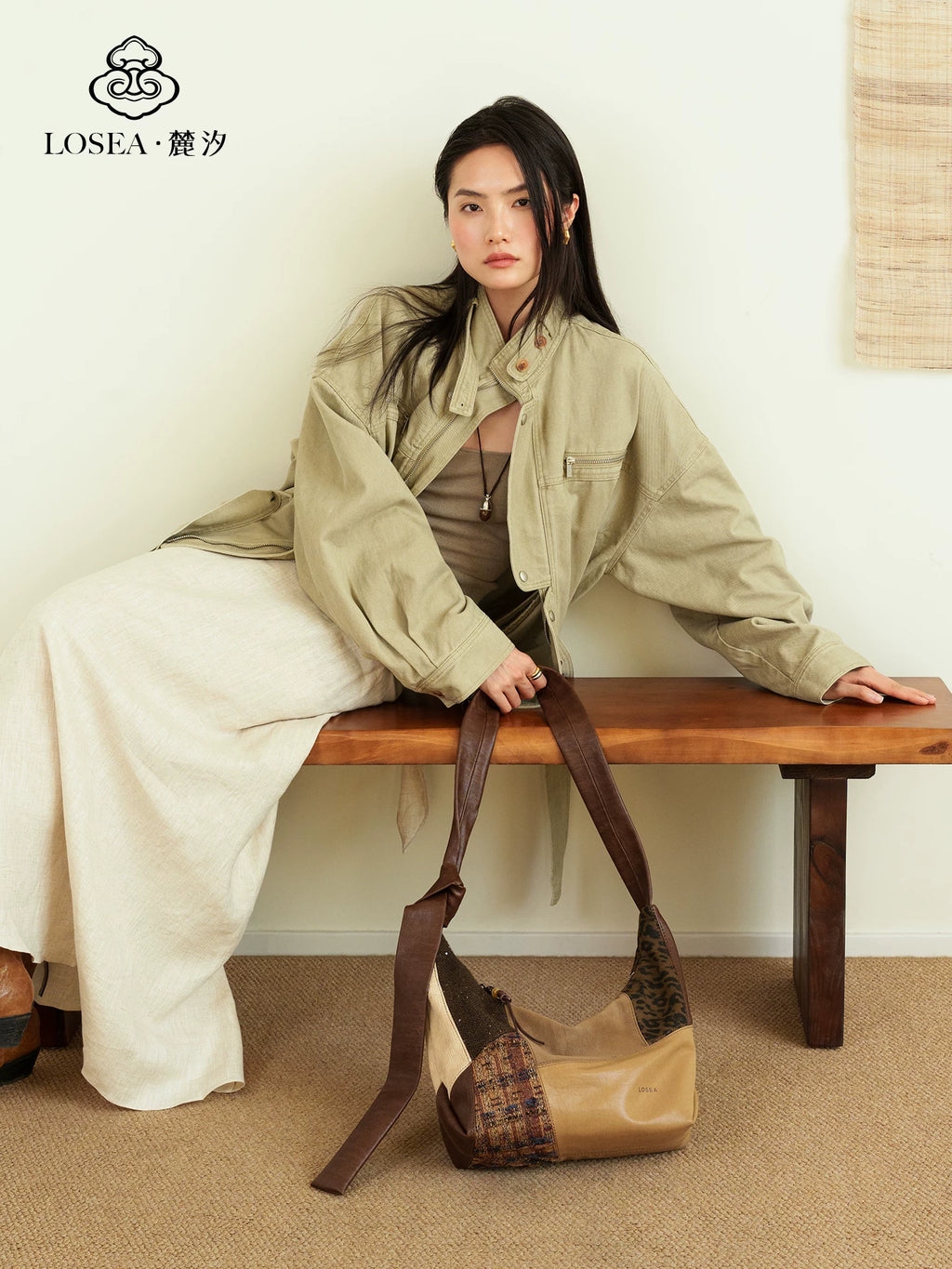 LOSEA Vintage Spliced Shoulder Bag