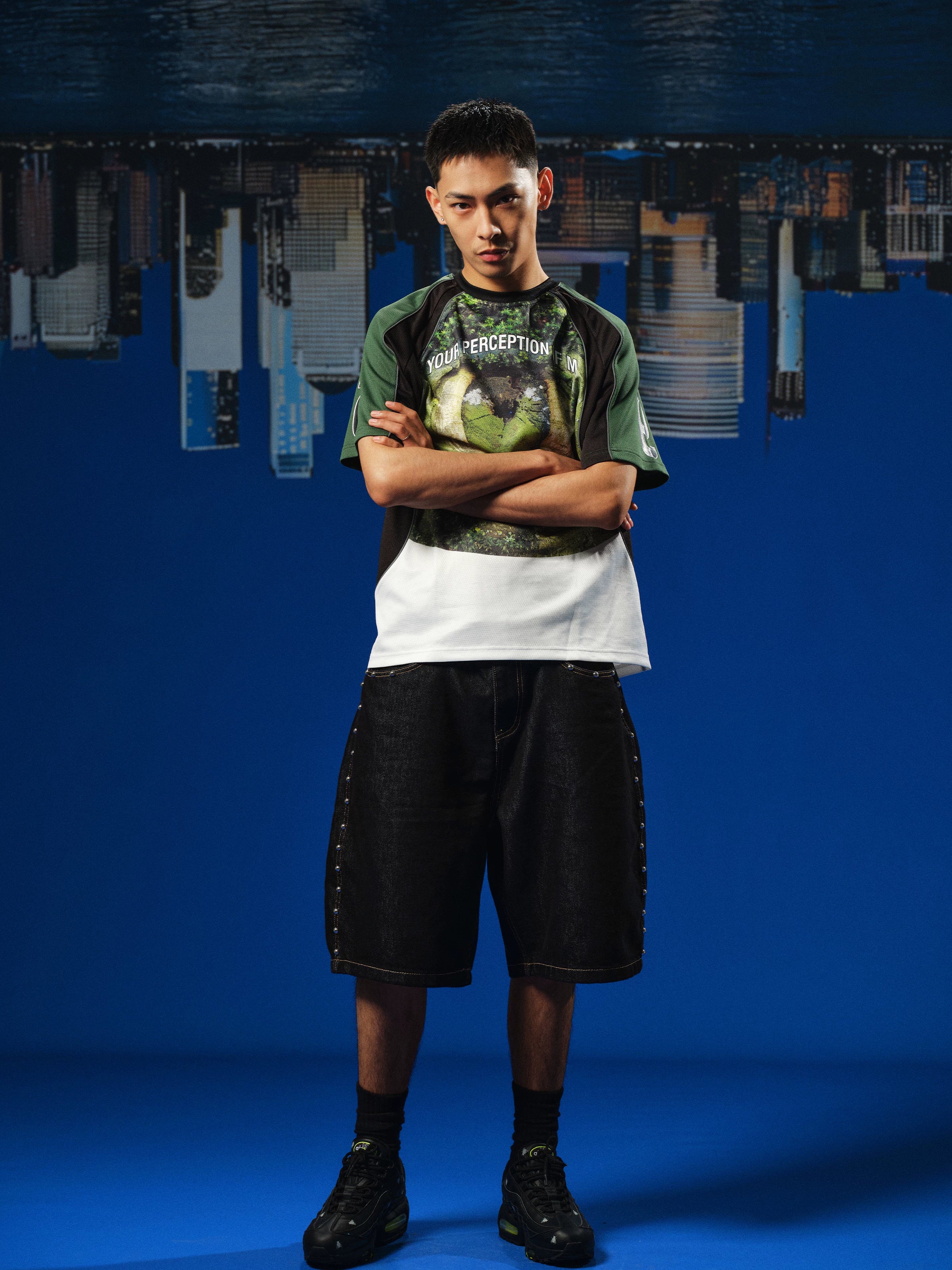 WebSurfGroup Green Mirror Mesh Loose Sports Tee