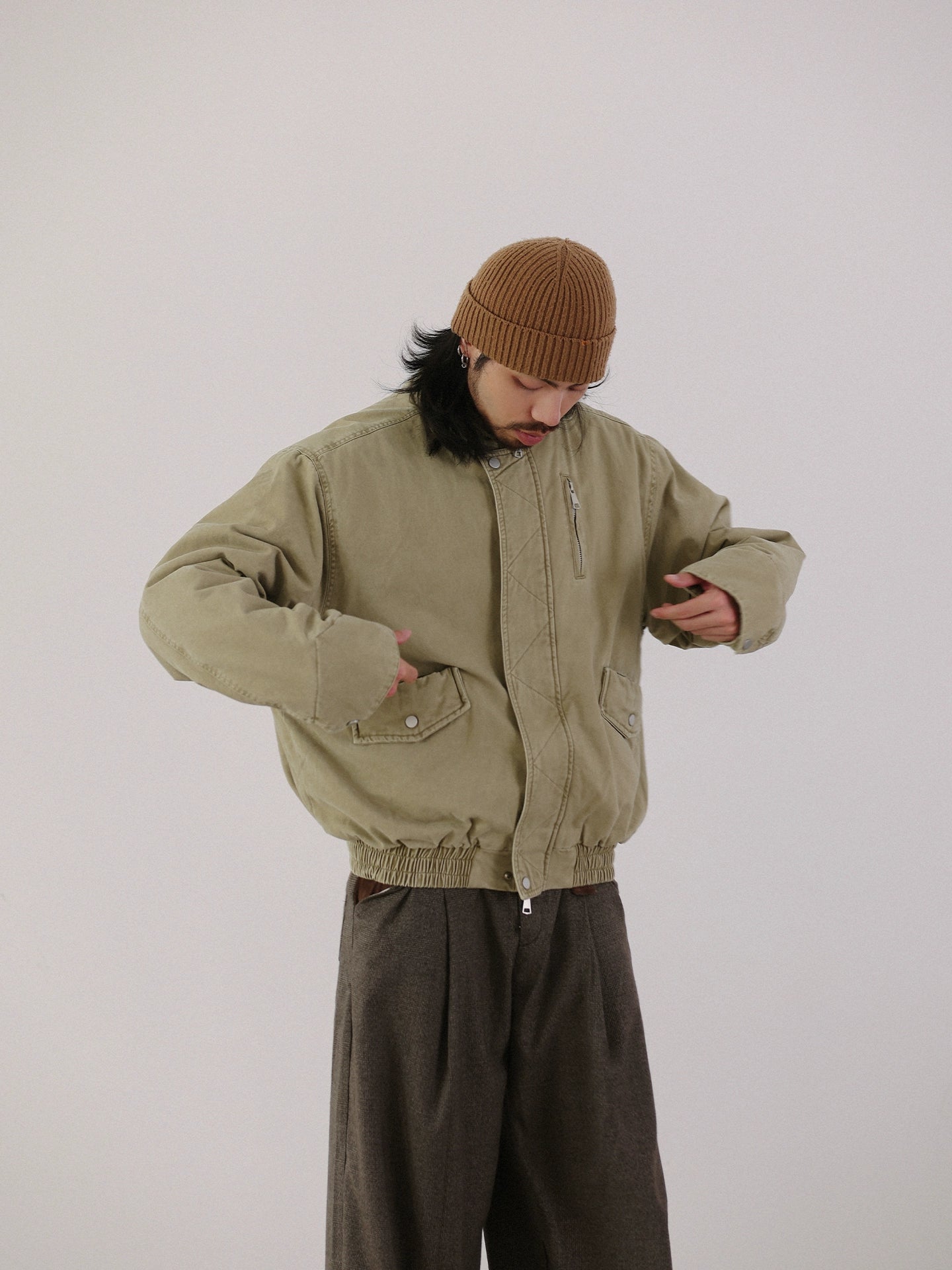 NOEARS Loose Stand-up Collar Fleece Thermal Jacket