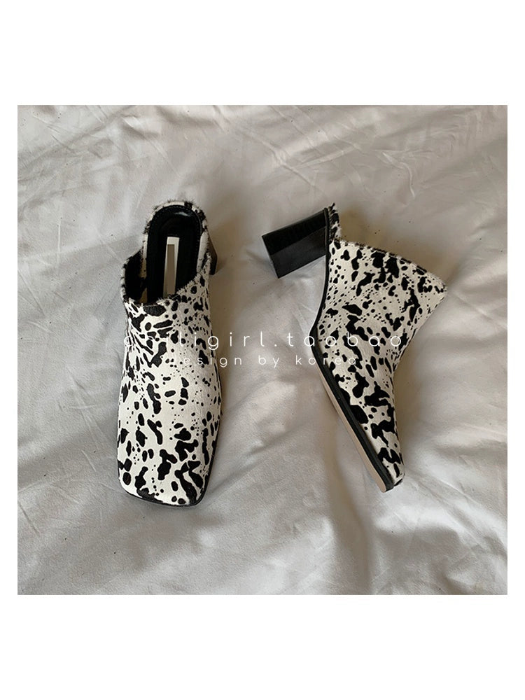 CHILIGIRL High-heeled Polka Dot Bag Head Half Tray Women's Shoes