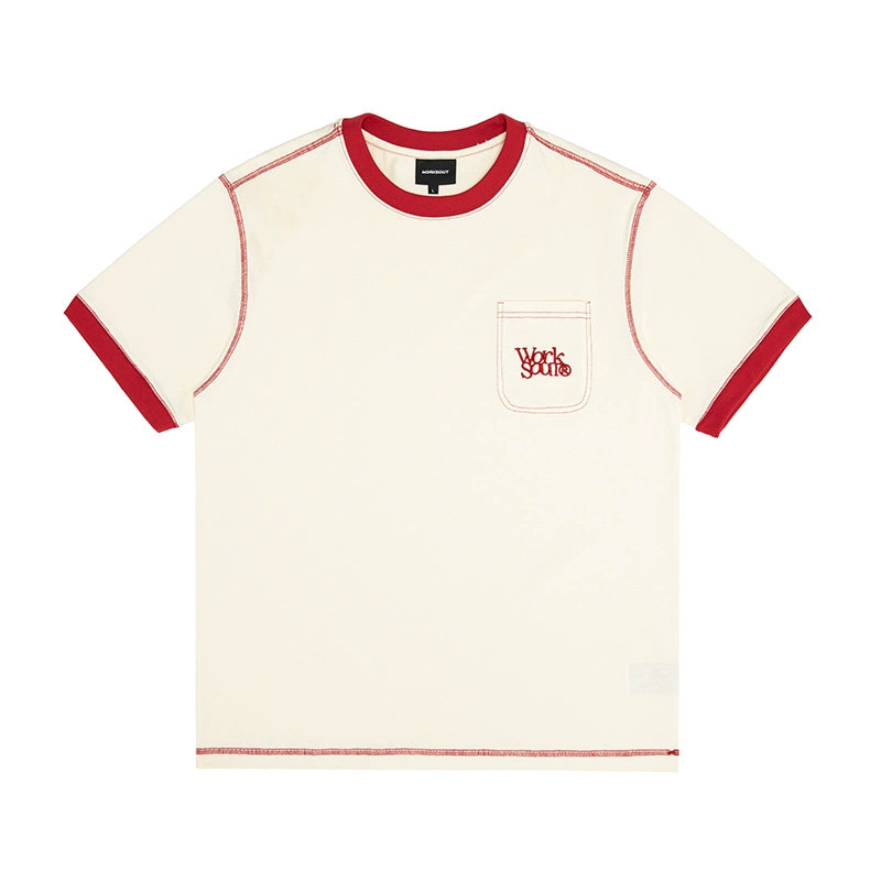 NICEBAD Contrast Color Loose Loose Loose Mouth Pocket Tee