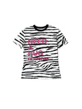 CHAI Zebra Pattern Glitter Printing Casual Tee