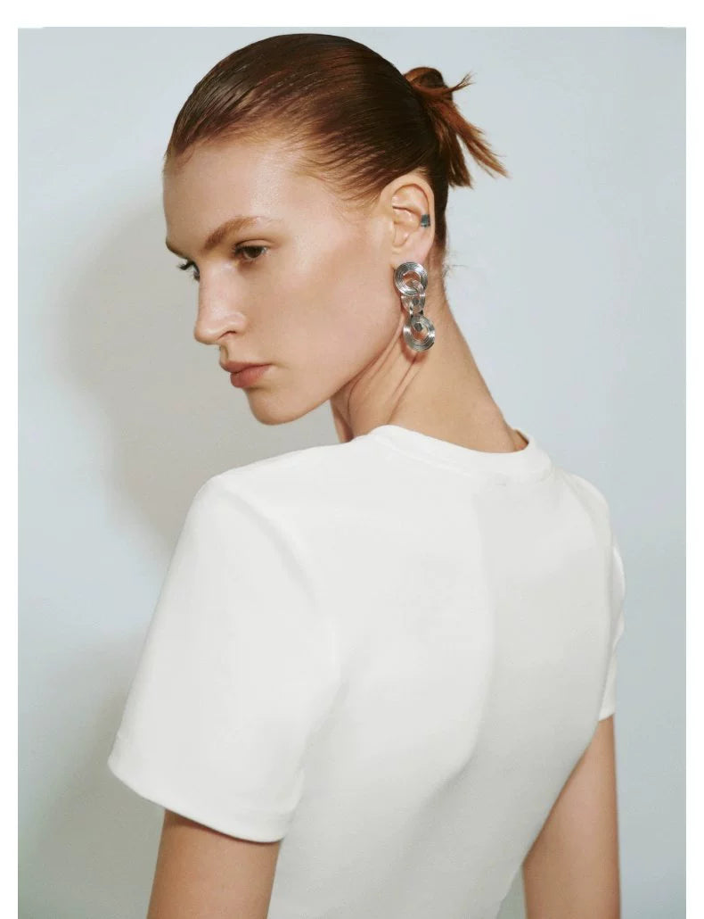 URBAN REVIVO Slim Fold Waist Round Neck Tee