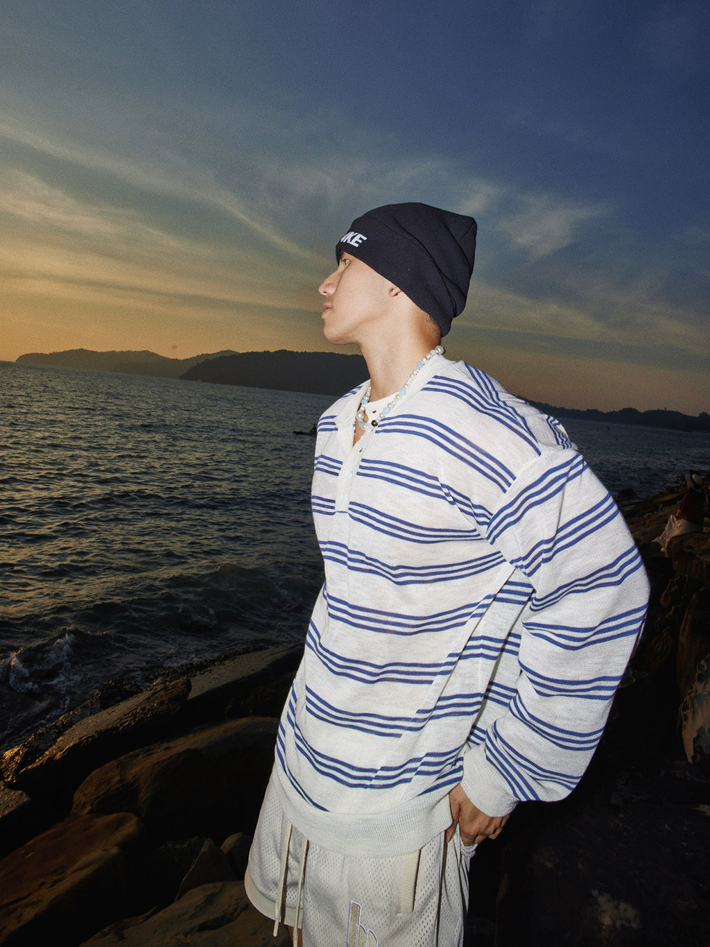 PAPASLILMONSTER Lightweight Slack Island Stripe Long Sleeve