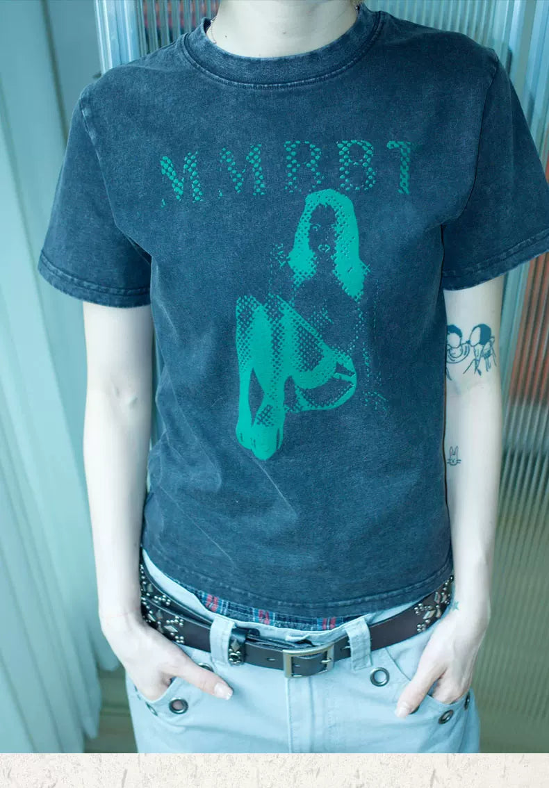 MMBBT Retro Character Print Crew Neck Slim Tee