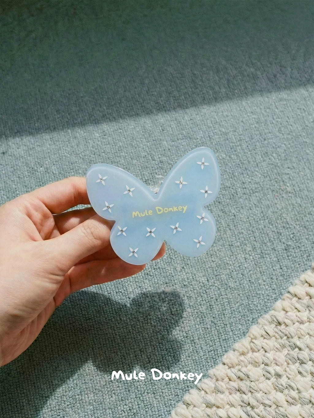 Mule Donkey Blue Butterfly Girl Side Clip Side Hair Accessories