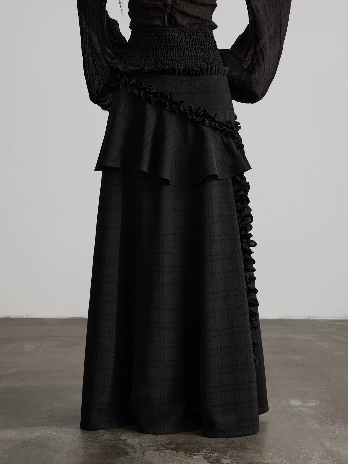 INDULGE Ruffle Edge Splicing Streamer Skirt