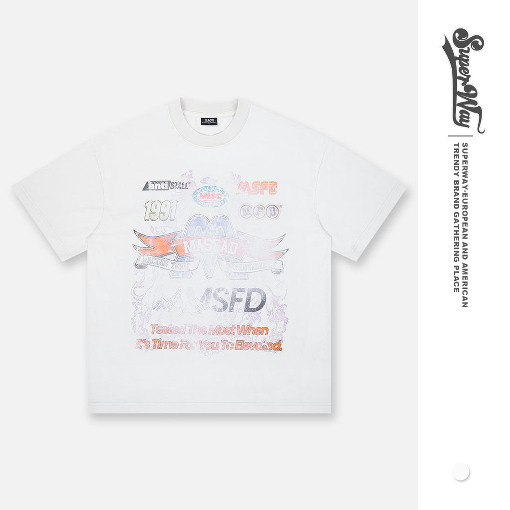 SUPER WAY Vintage Full Print Casual Tee