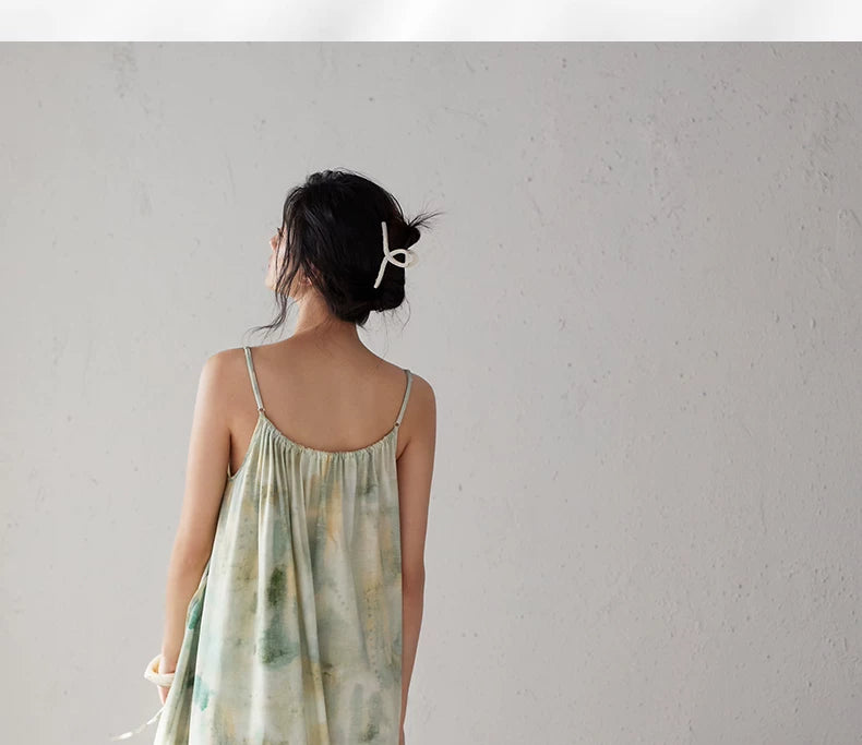 YUENEI Modal Ice Silk Dress Can Be Worn Outside The Suspender Nightdress